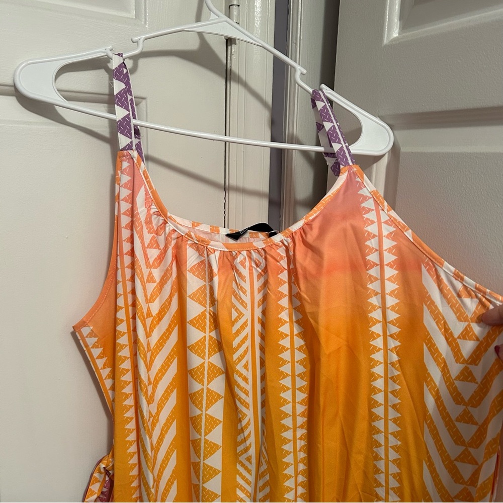 Gradient Yellow to Purple Striped Maxi Dress with Tie Waist - Picture 3 of 7